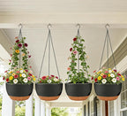 Set of 4-8 Inch Self Watering Hanging Planters for Indoor Outdoor，Hanging Plant Pots with Drainage & Removable Tray, Hanging Pots Holder for Ivy, Pothos, Ferns, Balcony & Patio, Black Brown