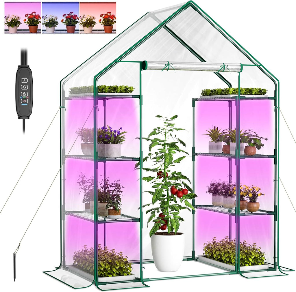 docred indoor greenhouse with grow light, 4-tier mini, main product view