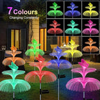4 Pack Solar Garden Lights, Gardening Birthday Gifts for Mom Grandma Women, Waterproof 7 Color Changing Jellyfish Light with Butterfly Solar Flower Lights for Outdoor Pool Yard Garden Decor