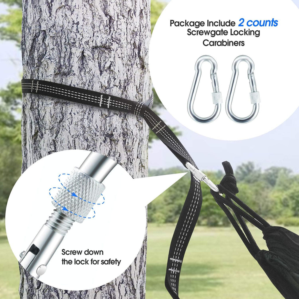 Simple Deluxe 10-Feet Pair of 800 LBS Heavy Duty Lightweight Portable Hammock Straps 32 Loops and 2 Metal Locking Carabiners, 10'