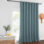 NICETOWN Sliding Glass Door Curtain 120 inches Long, Grommet Room Darkening Thermal Insulated Window Treatment Slider Door Curtain for Living Room, Greyish Blue, W100 x L120, 1 Panel