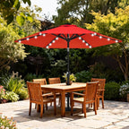 ABCCANOPY Durable Solar Led Patio Umbrellas with 24LED Lights 7.5FT with 6 Sturdy Ribs (Logo Red)