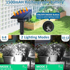 T-SUNUS Christmas Solar Spotlights White 6000K IP65 Waterproof 2-in-1 Outdoor Landscape Spot Lights Garden Light for Flag Tree Yard Driveway Porch Walkway Patio Statue Graveyard Halloween 1 Pack