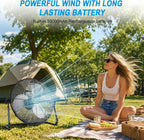 dbf 20" solar powered fan for outdoor showing dimensions