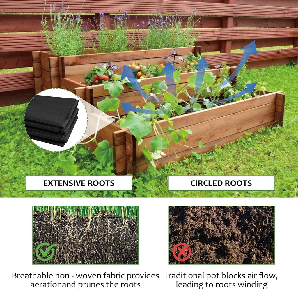 Qivine Raised Garden Bed Liner, Waterproof Raised Flower Bed Planter Liner, 5Ft x 9Ft Rectangle Grow Bags with Breathable and Reusable for Yard, Vegetables, Patios, Decking