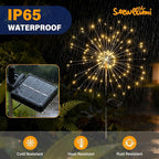 Solar Garden Lights Outdoor Decorative, 2pack 120 LED Firework Lights Waterproof，Solar Fairy Lights for Outside,Garden,Yard, Patio,Pathway,Flowerbed,Party(Warm White)