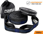 Foxelli XL Hammock Straps - Extra Long 20FT Heavy Duty No-Stretch Suspension System, 40+2 Loops, 2000 LBS Capacity, for Indoor/Outdoor Use – Set of 2 Straps & Carry Bag