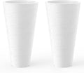 Kante Tall Round Planter Set of 2, 18 Inch Tall Decorative Planter Pots for Outdoor Indoor Garden Patio Front Porch (White)