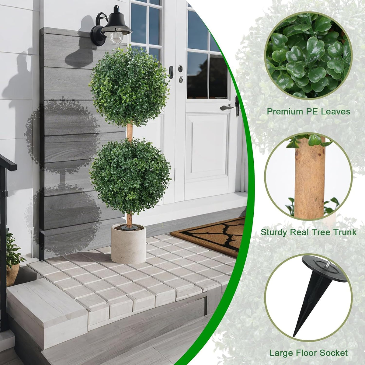 3ft topiary trees artificial outdoor faux boxwoods for showing dimensions