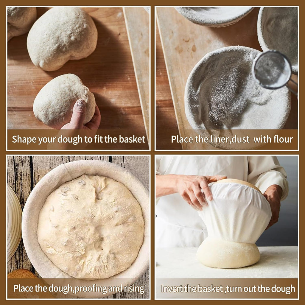 6 Packs Round Banneton Basket Liner for Bread Proofing Cover, 9 inches | banneton liners，Cloth，Sourdough Proofing, Natural Rattan Proofing Cover, For Banneton Basket, Homemade Baking Dough
