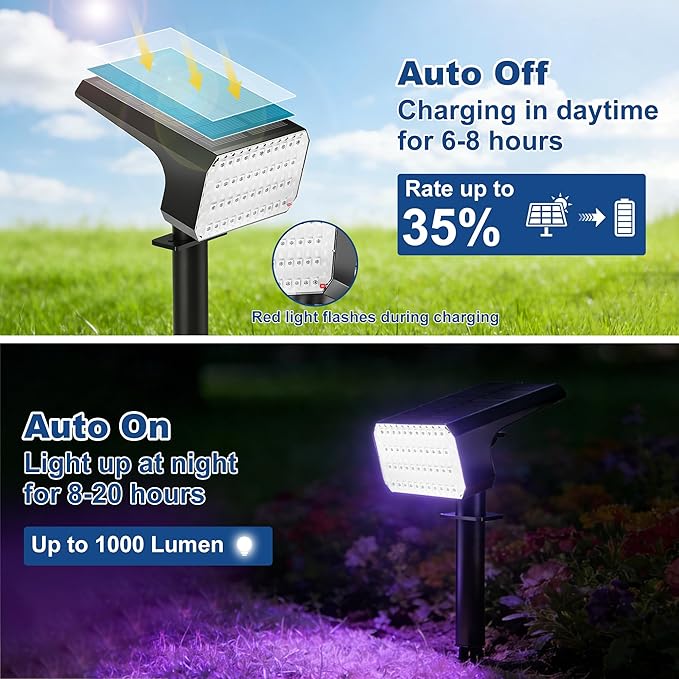 LANSOW 12 Pack Solar Spot Lights Outdoor Color Changing, 7 Modes Waterproof Solar Christmas Landscape Spotlights, LED Solar Powered Flood Lights for Yard Garden Pathway Outside Halloween, Auto ON/Off