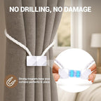 Hion Magnetic Curtain Tiebacks White 2pcs, Curtain Tiebacks Buckles Holdbacks Holders Hooks Clip for Home Bedroom Office Decorative Curtain