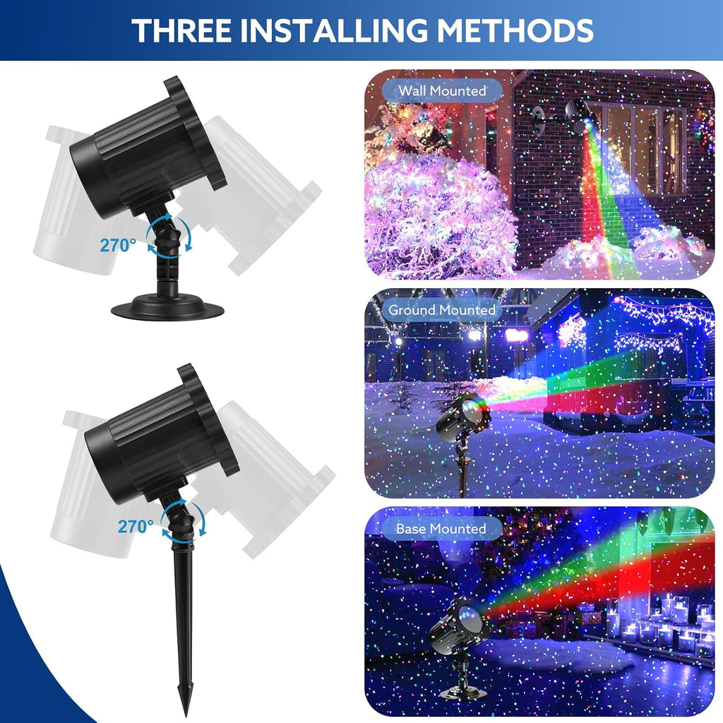 Outdoor RGB Laser Projector Lights 3 Color Starry Sky Firefly Effect | IP65 Moving Projection Light with Remote for Christmas Halloween Parties, Garden, Yard, New Year – Holiday Landscape Decor