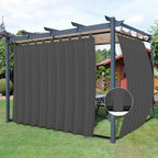 Easy-Going Outdoor Patio Curtains Detachable Tab Top Windproof Weatherproof Curtain for Cabana, Porch, Pergola and Gazebo, Tab Bottom Drape, 2 Panels, 110W x 108L inch, Gray