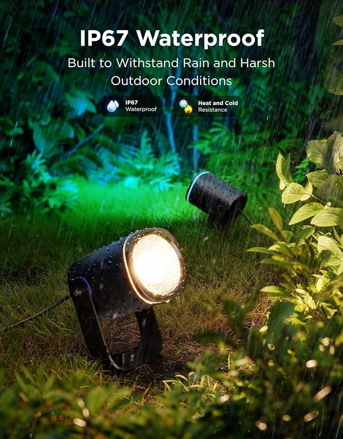 Govee Outdoor Spot Lights 2, IP67 Waterproof Spotlights, Landscape Lights Work with Matter, Alexa, and Google Assistant, RGBWIC Color Changing Light for Outdoor Decor, Patio Decorations, 4 Pack
