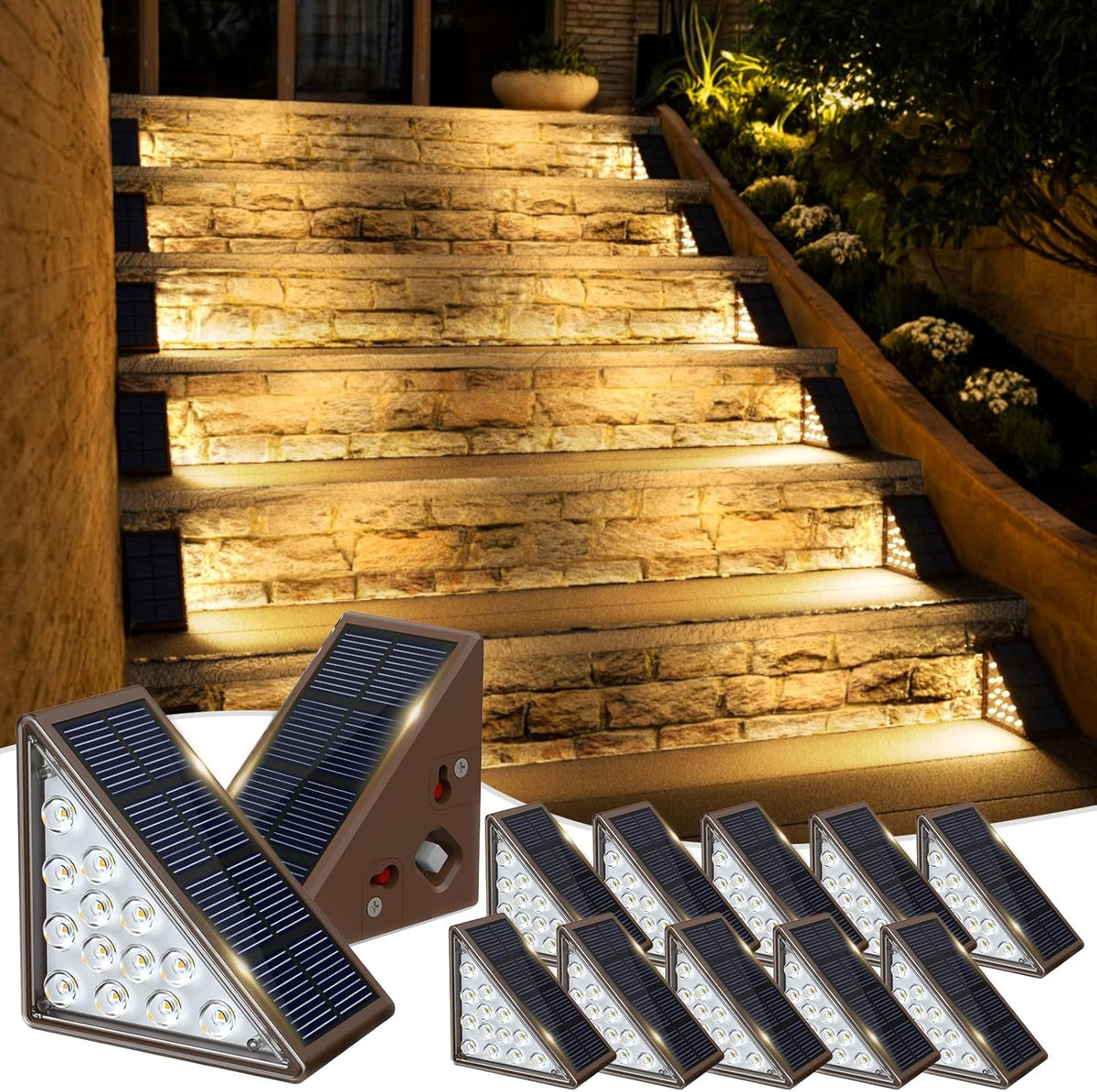 jofios solar step lights for outside, 12pack solar, main product view