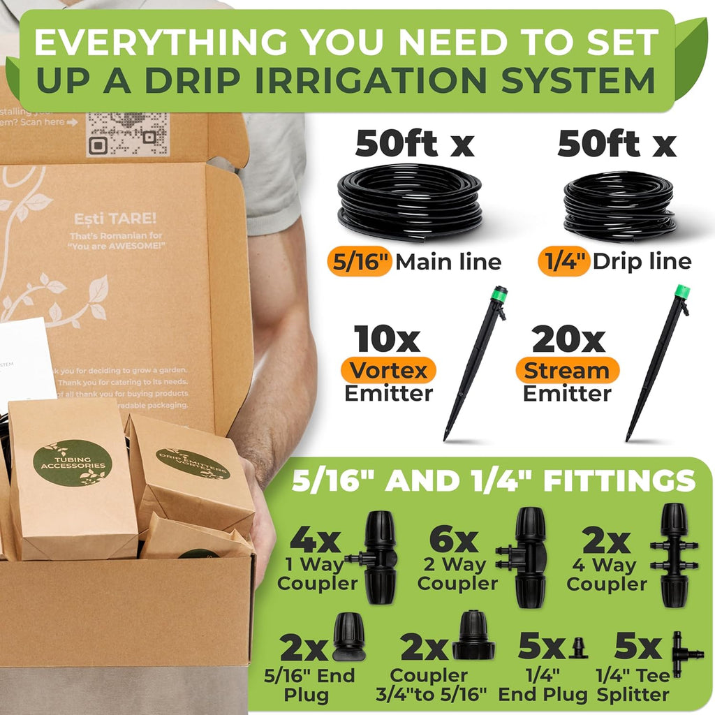 carpathen drip irrigation system kit for garden watering, close-up detail