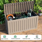 EasyUp 90 Gallon Outdoor Deck Box Waterproof, UV Resistant Resin Outdoor Storage Box for Delivery, Porch, Patio and Garden, Gray