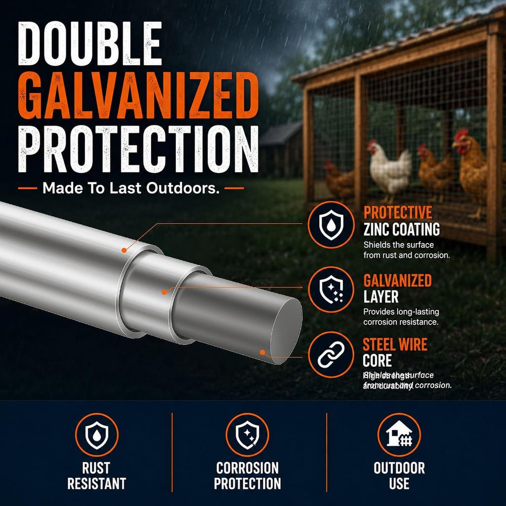 1/2in Hardware Cloth 24in x 50ft 19gauge Hot-Dip Galvanized Wire Mesh Roll | Heavy Duty Chicken Wire Fencing Rabbit Cage Mesh Garden Fence Chicken Coop Snake Barrier
