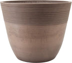 PSW Pot Collection FM35TP 14-inch Plastic/Stone/Wood Composite Large Ribbed Planter – No Drainage Hole (Drillable), Indoor/Outer Garden Pot for Foliage, Trees, Flowers, Ferns, Taupe