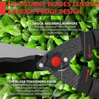 GARTOL 23-Inch Hedge Shears, Manual Garden Clippers with 9" High Carbon Steel Wavy Blade, Heavy Duty Bush Trimmers with Shock-Absorbing Bumpers & Adjustable Tension, Easy-Grip Handles