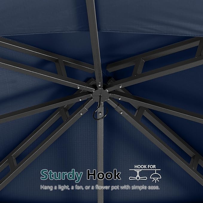MASTERCANOPY Outdoor Garden Gazebo for Patios with Stable Steel Frame and Netting Walls (9x9,Navy Blue)