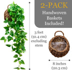 tapeera 2-pack artificial plants (with baskets) - ivy showing dimensions