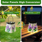 SAVENNA Mosaic Solar Lantern,Handcrafted Glass Outdoor Hanging or Table Lantern,600mAh Long Lasting Garden Light for Patio, Yard & Outdoor Decor– Lavender Pattern