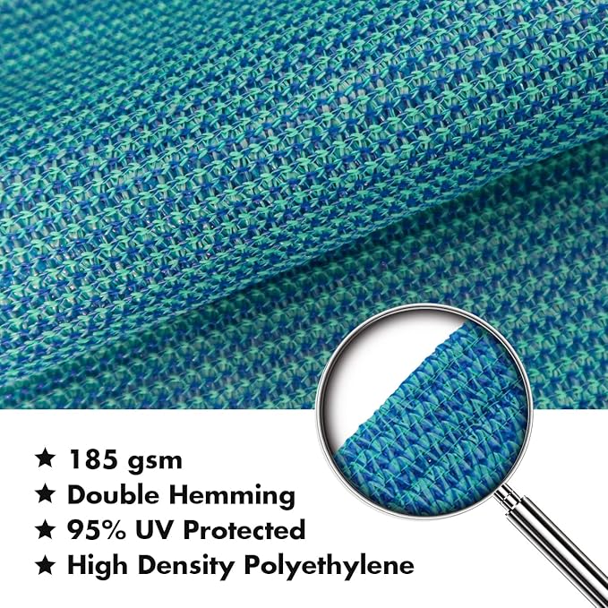 KANAGAWA 12'X12' Turquoise Mix Custom Size Sun Shade Sail Square UV Block Canopy Cover for Patio Backyard Lawn Garden Outdoor (Customized Available)