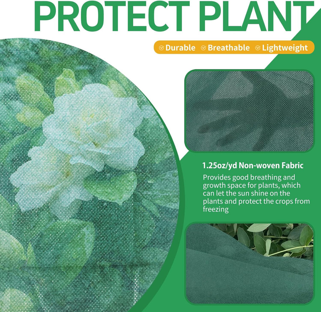 plant covers freeze protection, 10x50ft green frost blanket, close-up detail