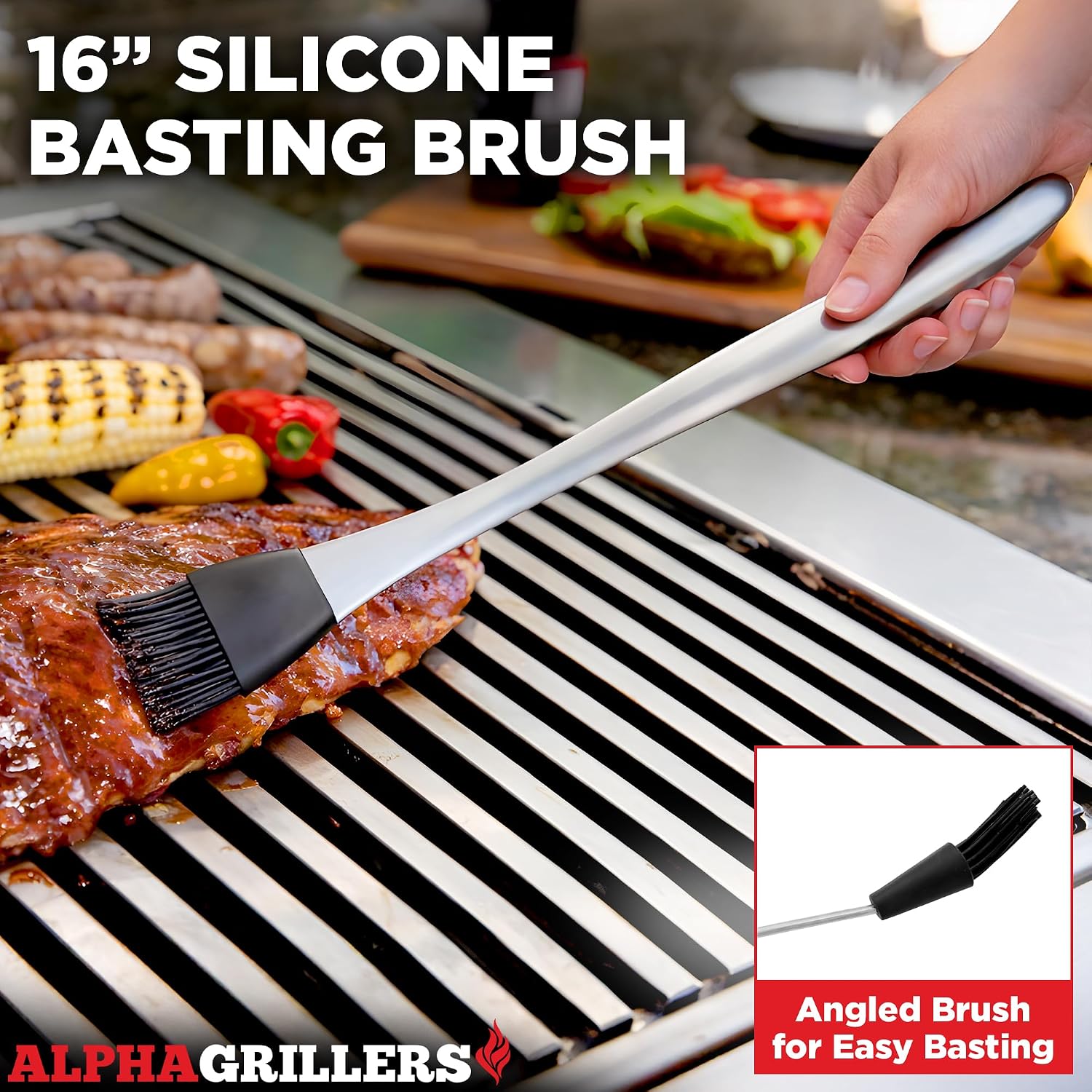 Alpha Grillers Grill Tools Set, BBQ & Grilling Accessories Outdoor Utensils | Heavy-Duty Stainless Steel Spatula, Fork, Brush & Tongs, Great BBQ Gift for Men