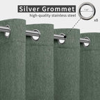 Easy-Going Linen Look Outdoor Curtains Waterproof Windproof Porch Curtains, Soft Thicken Outdoor Privacy Curtains for Patio, Gazebo, Grommet Top and Tab Bottom Drape, 1 Panel, 54x96 inch, Sage Green