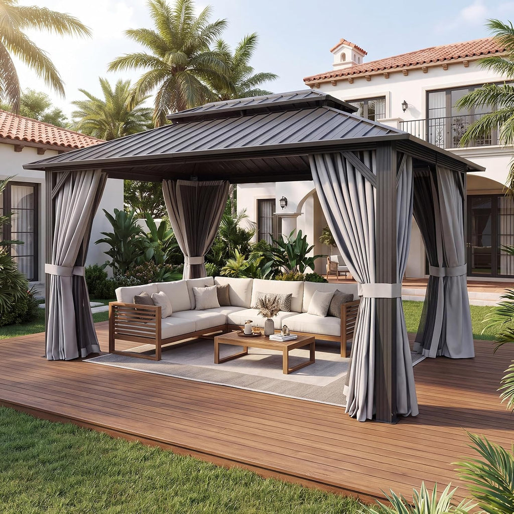 14x10ft hardtop gazebo gray, main product view