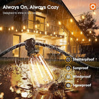 addlon 200FT(50FT*4) Outdoor String Lights with Remote,Waterproof Patio Lights with 108 Shatterproof Dimmable ST38 LED Bulbs Connectable Outdoor Lighting for Backyard Bistro Garden Bistro 2FT Spacing