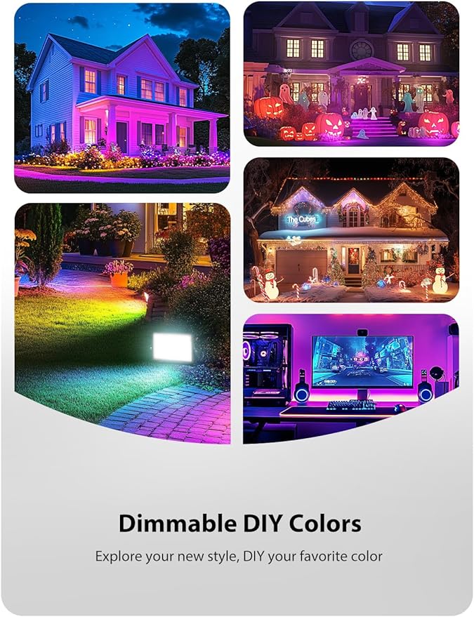 Onforu 2 Pack RGBW LED Flood Light 800W Equivalent, 100W Color Changing Floodlight with 44 Keys Remote, 2700K Warm White IP66 Waterproof Spot Lights Outdoor, Uplights for Stage, Party