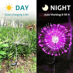 JJGoo Solar Firework Lights, 2 Pack 120 LEDs 2 Lighting Modes Solar Garden Lights Outdoor Waterproof for Yard Patio Walkway Pathway Party Wedding Christmas Decorative - Pink