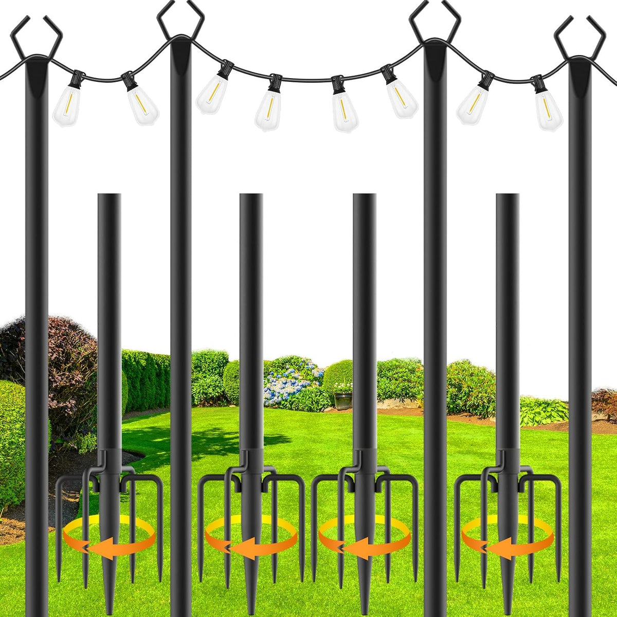 zoegi 4 pack 10ft string light poles,light poles, main product view
