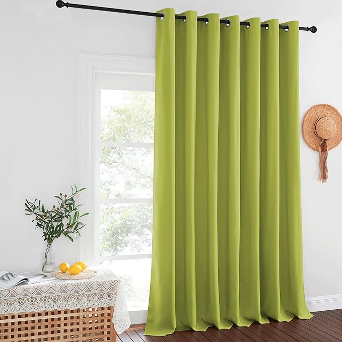 NICETOWN Fresh Green Blackout Curtains for Bedroom/Living Room 132 Inch Length - Thermal Insulated Room Darkening Grommet Top Window Curtains (100 by 132 - Inch, 1 Panel)