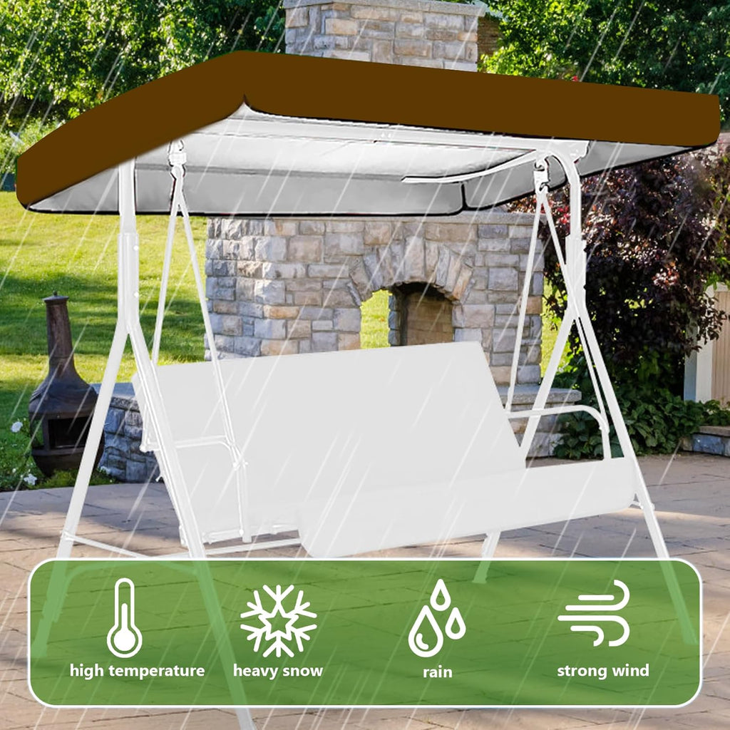 Swing Canopy Replacement 75x47 Inch Waterproof Sunproof Outdoor Swing Cover Replacement Patio Hammock Canopy Roof for Garden Chair Coffee