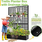 FENCY Metal Raised Garden Bed with Trellis, Metal Planter Box with Trellis, Garden Box for Climbing Plants Vegetable, 47''Lx16''Wx71''H Garden Bed with Drainage Holes(Black)