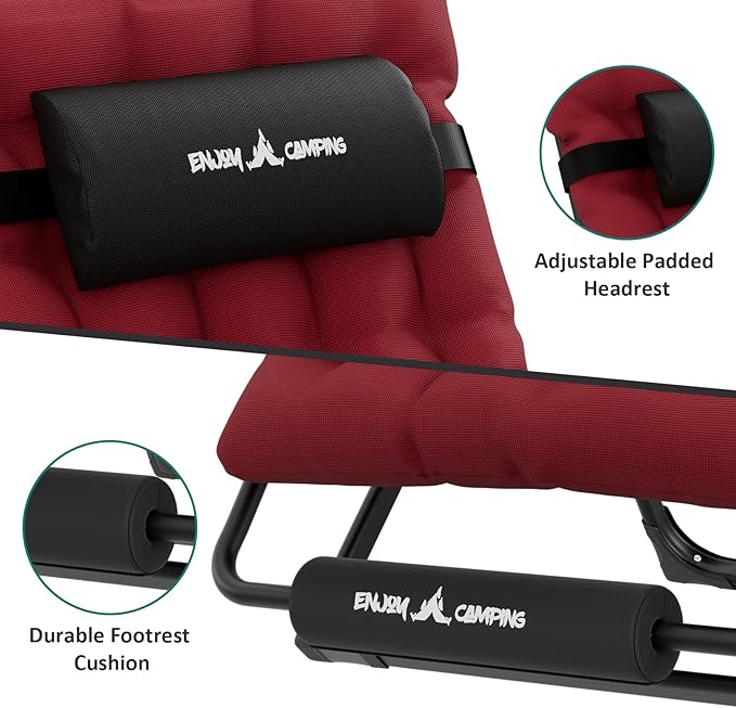UDPATIO Oversized Zero Gravity Chair Set of 2, 29In XL Patio Reclining Chair with Cushion, Outdoor Folding Recliner with Pillows|Cup Holder|Foot Rest|Padded Headrest, Burgundy, Support 500LB