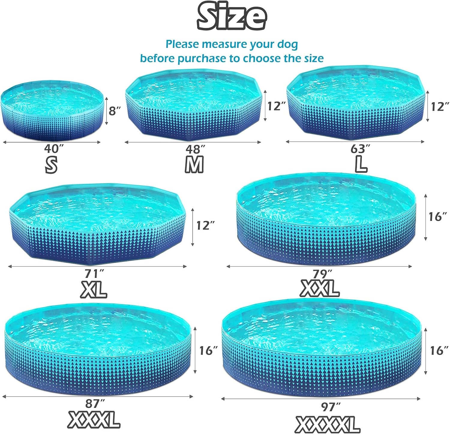 Jasonwell Foldable Dog Kiddie Pool - Hard Plastic Kids Paddling Pool Toddler Baby Swimming Pools for Backyard Collapsible Whelping Box Pet Doggie Cats Wading Pools Bathtub for Puppy Large Dogs 48In,G