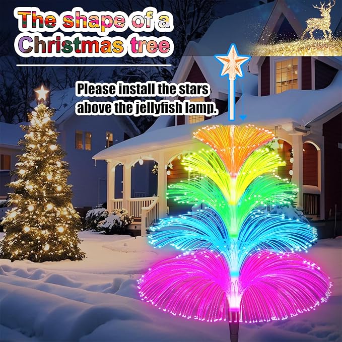 Solar Garden Lights Waterproof 3 Pack 7 Color Changing Outdoor Decorative Rainbow Jellyfish Lights for Outside Yard Pathway Garden Decor Patio Lawn Gifts for Mother's Women