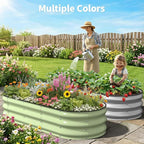 Kesfitt Raised Garden Bed, 5x2x1 FT Galvanized Steel Metal Raised Garden Bed, Oval Open-Bottom Design, 12-Inch Deep for Outdoor Vegetable & Herb Gardening, Fruit Green