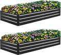 2 Pack 8×4×1ft Galvanized Metal Raised Garden Bed, Metal Planter Kit Box Outdoor for Deep-Rooted Vegetables, Flowers, Green and Herbs