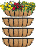 4pack 30-inch Window Sill Window Railing Planters with Cocoa Liner for Outdoor Balconies, Porches, Fences, Patio Railings