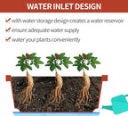 Window Box Planter, 12 Pack Plastic Vegetable Flower Planters Boxes 17 Inches Rectangular Flower Pots with Saucers for Indoor Outdoor Garden, Patio, Home Decor (Brick red)