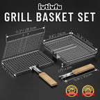 nesting grill basket set, bbq accessories, outdoor camping shown in use