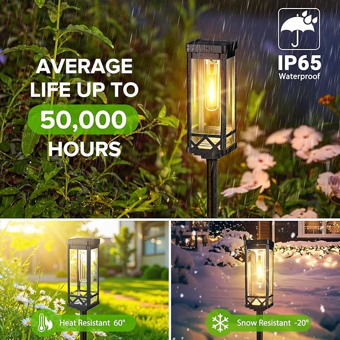 KOOPER Taller Solar Pathway Lights Outdoor, 12 Pack Upgraded Brighter Solar Garden Lights Solar Powered, Up to 15 Hours Outdoor Solar Lights for Yard Landscape Lighting Path Walkway Driveway Sidewalk