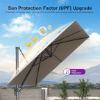 PURPLE LEAF Patio Umbrella 9' X 9' Rectangle Cantilever Umbrella Large Aluminum Outdoor Umbrellas with 360-degree Rotation & UPF40+ Premium Fabric for Deck Pool Garden Yard, Ash Mocha